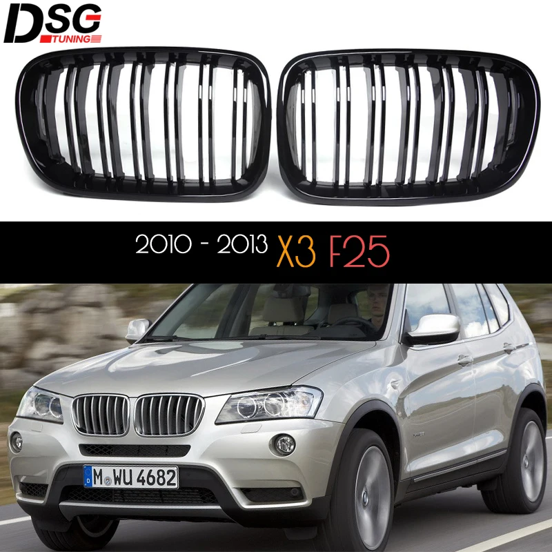 

F25 pre-facelifed Front Bumper Kidney Grille Replacement for BMW X3 2010 - 2013 Gloss Black ABS Plastic Racing Grills 2PCS/Pair