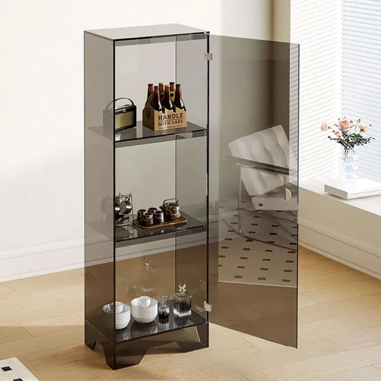 Light luxury acrylic dustproof bookcase, floor cabinet, living room, multi-storey display cabinet, bedroom bookcase, door shelf