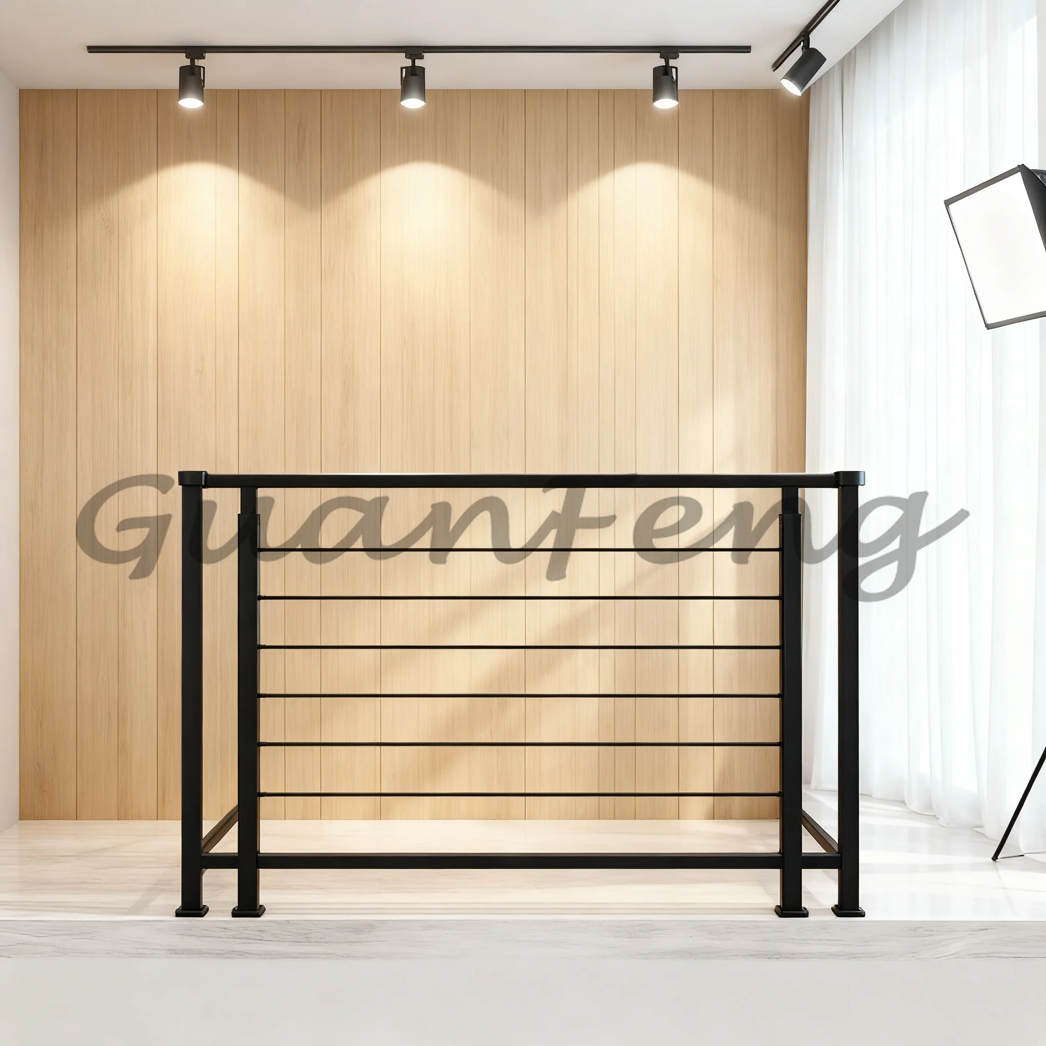 Wrought Iron Balcony Railing & Indoor Stair Handrail, Steel Staircase Balustrade Custom Home Safety Railing