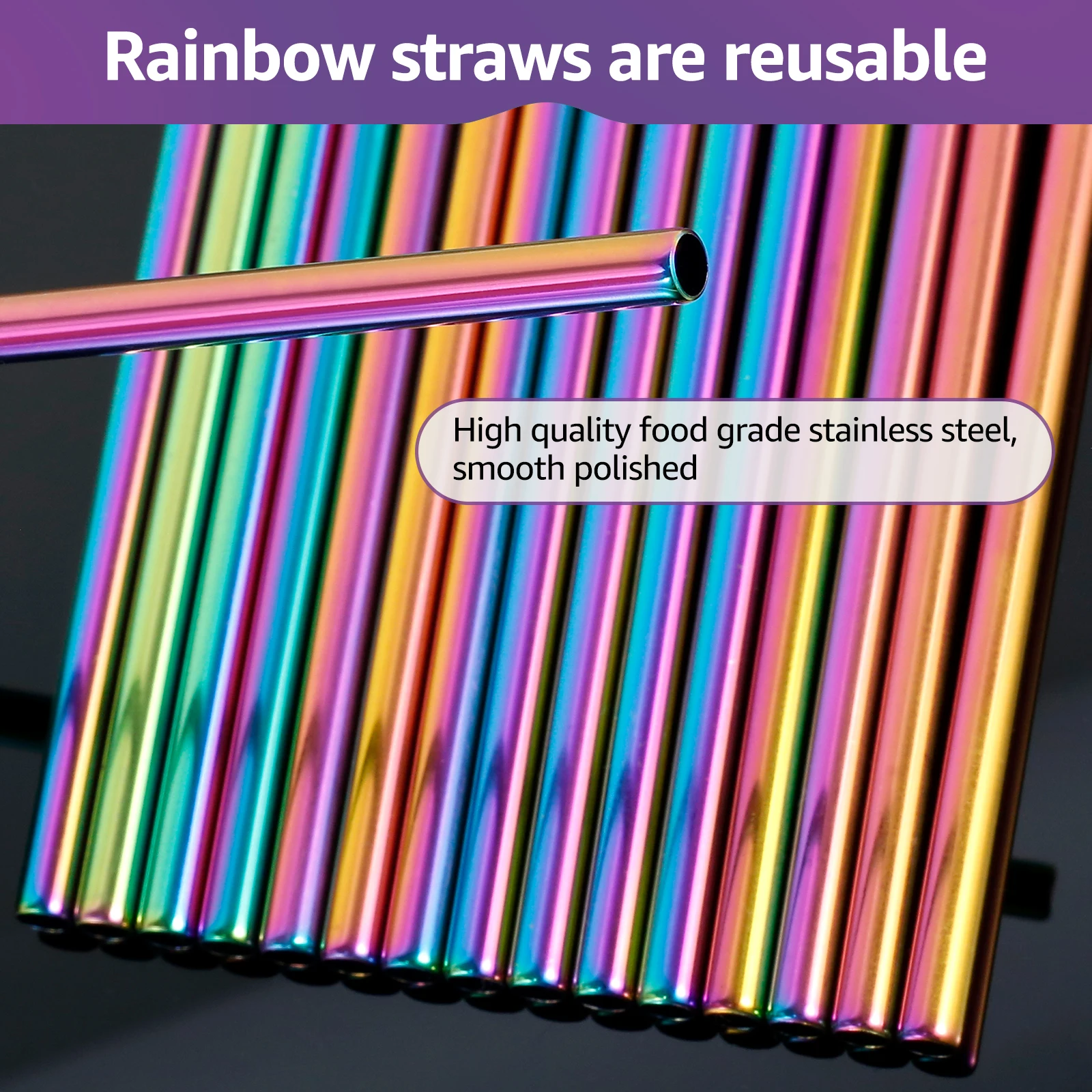 48Pcs Reusable Drinking Straw Metal Straws 304 Stainless Steel Straws Set with Brush Bar Cocktail Straw for Glasses Drinkware