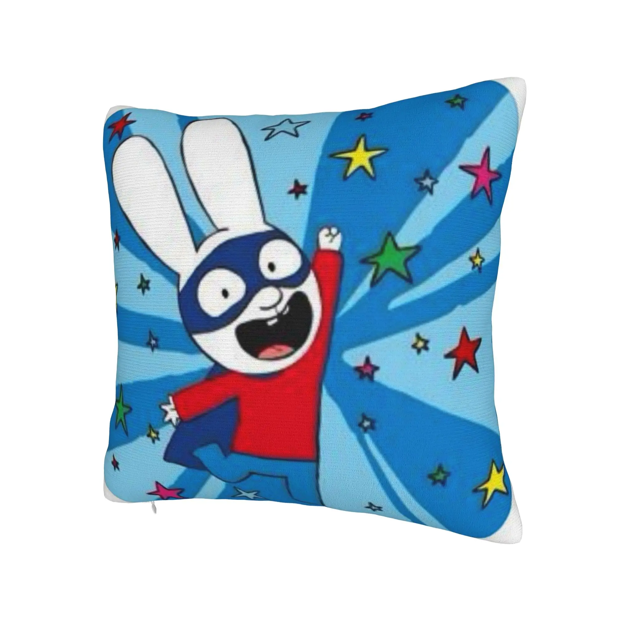 S-Simon Super Rabbit Pillow Case  Cute Funny Pillow Cover Print Pillowcases For Living Room Bed Chair