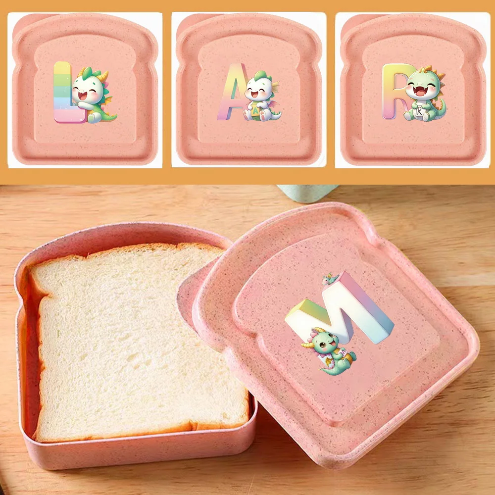 

With Cover Lunch Case Portable Plastics Toast Freshness Preservation Box Cartoon Animal Name 26 Letters Pattern