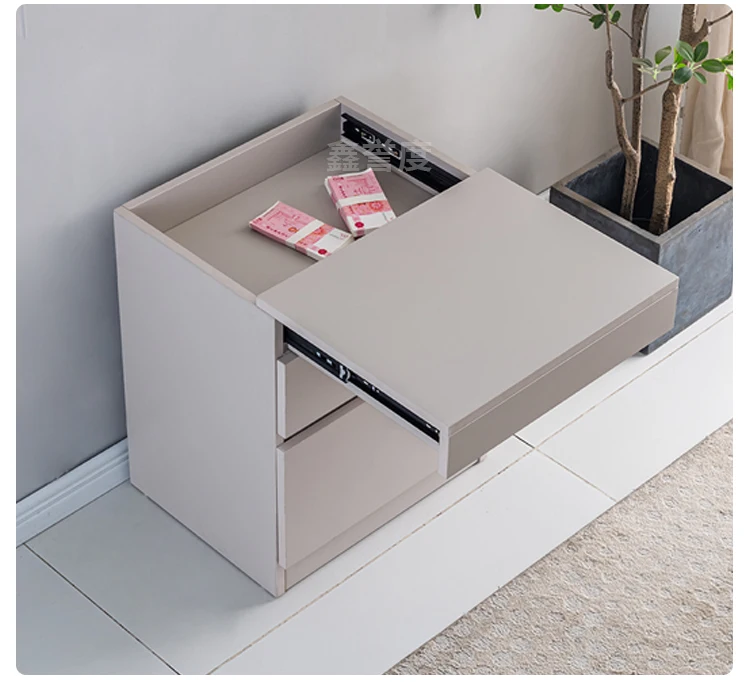 

Modern minimalist hidden compartment with hidden dark layer drawers bedroom smart safe storage cabinet