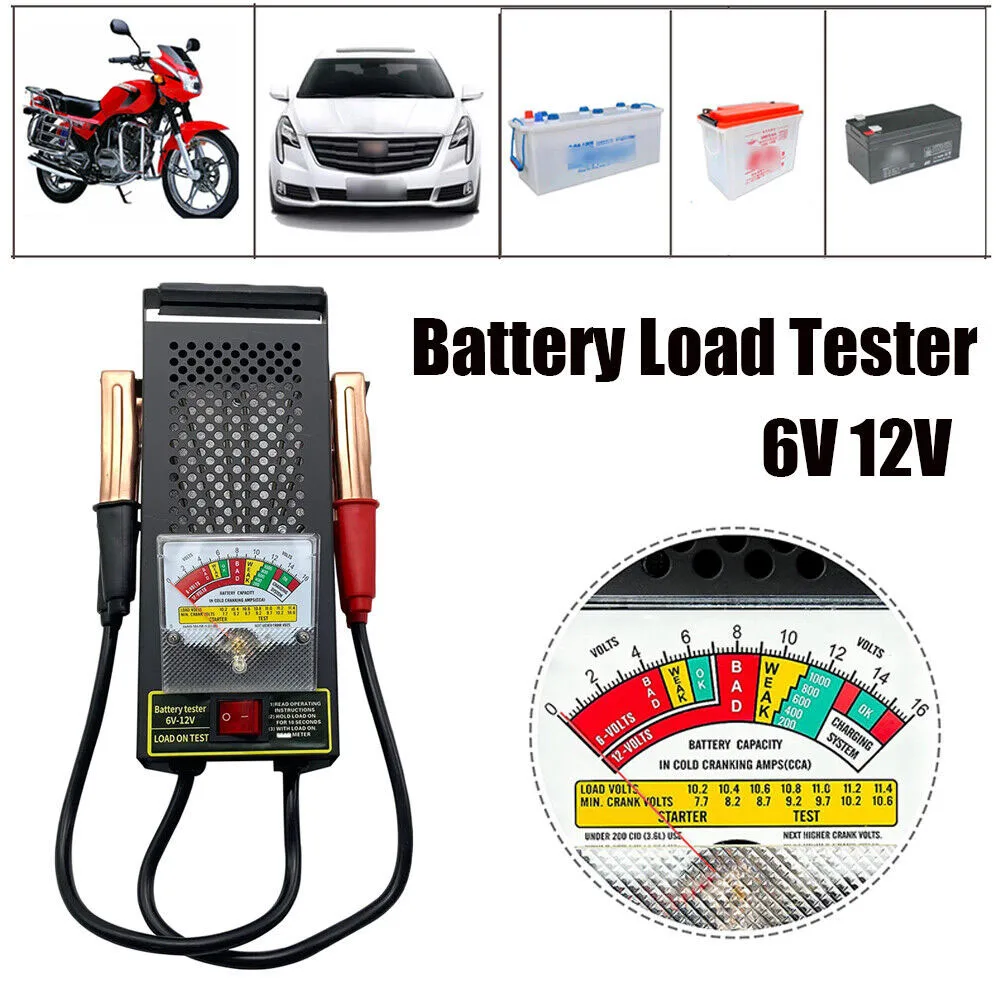 6V-12V Automobile Battery Load Tester Alternator Tester  with Voltmeter & Alligator Clips For Car Motorcycle ATV Boat Batteries