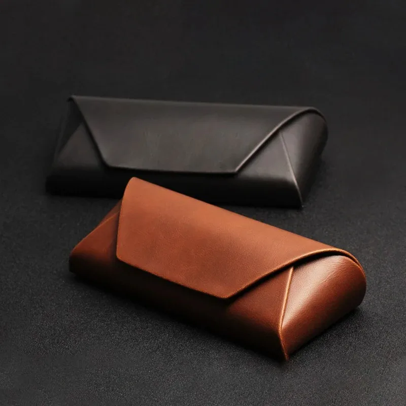Handmade Vintage Cowhide Leather Glasses Box, Premium Sunglasses & Myopia Eyewear Storage Case