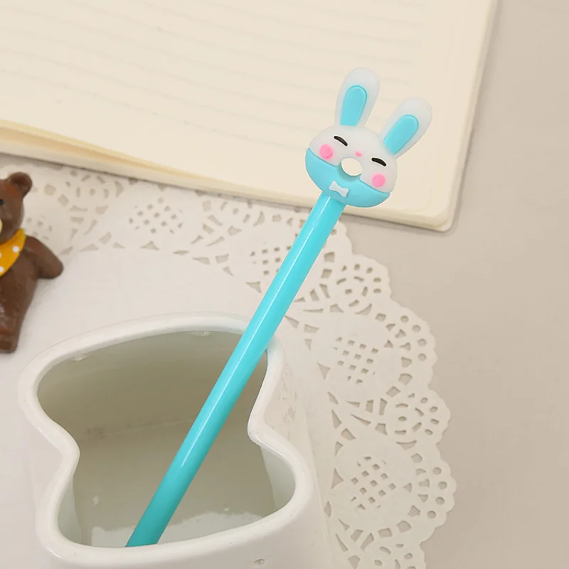 Ensemble de stylos gel lapin pour étudiants et enfants, dessin animé mignon, fournitures d'écriture, papeterie, 24 pièces