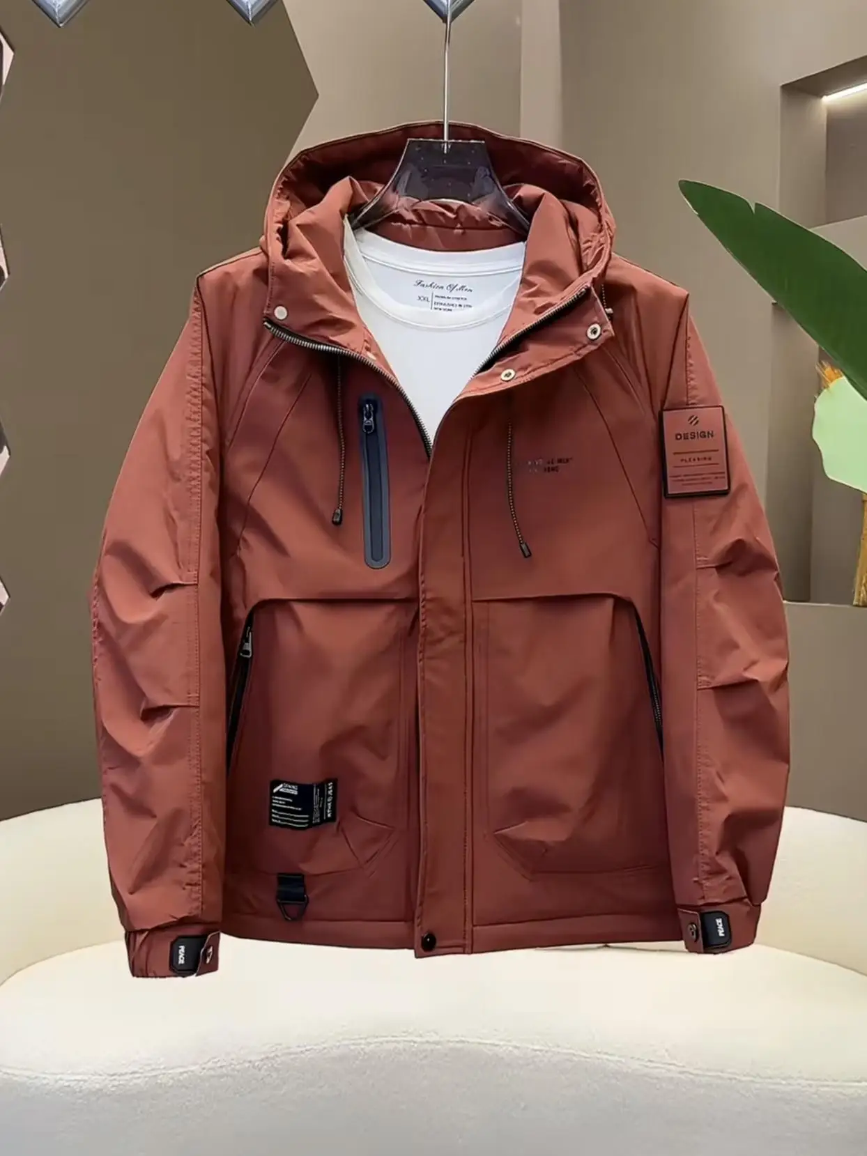 

Весенне-осенняя мужская повседневная уличная спецодежда, джет, украшение на молнии, ветрозащитная полиэфирная ткань, длинный све, молодежная мода