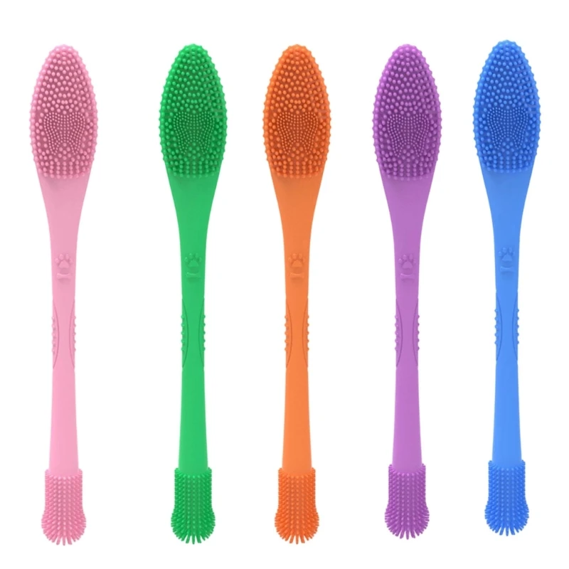 Silicone Pet Toothbrush Comfortable Handle Toothbrush For Dog Cats Teeth Health HX6C