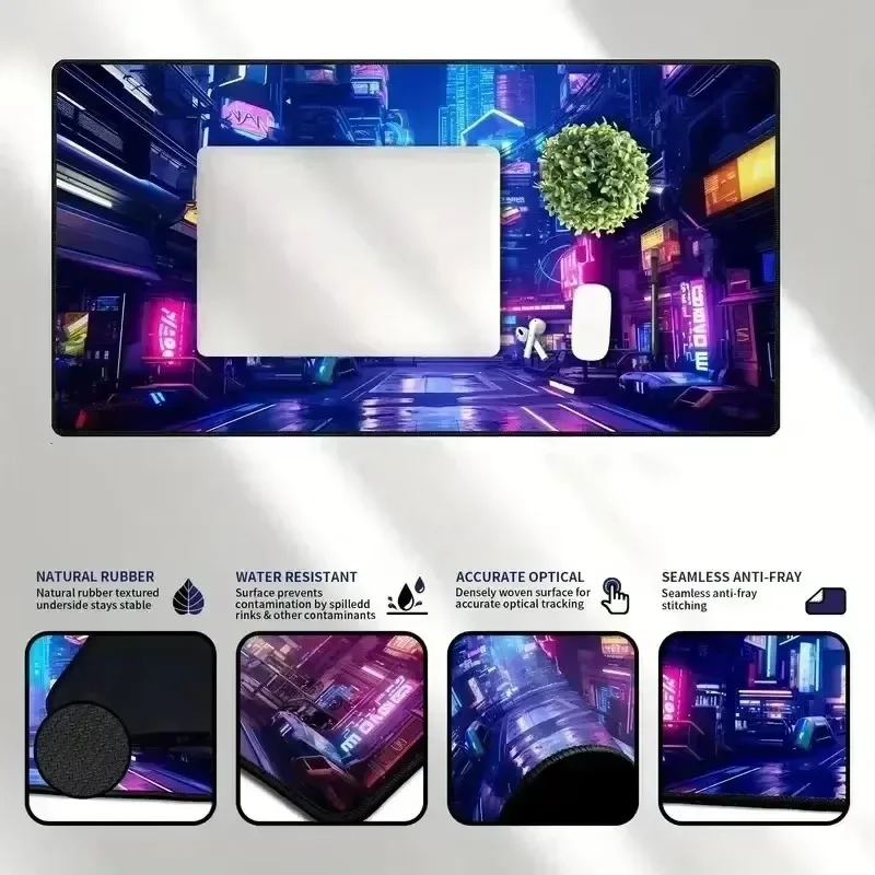 Extra Large Gaming Mouse Pad with Dragon Warrior Design Rubber Base Rectangular Anti-Slip Desk Mat Precision Edged Washable