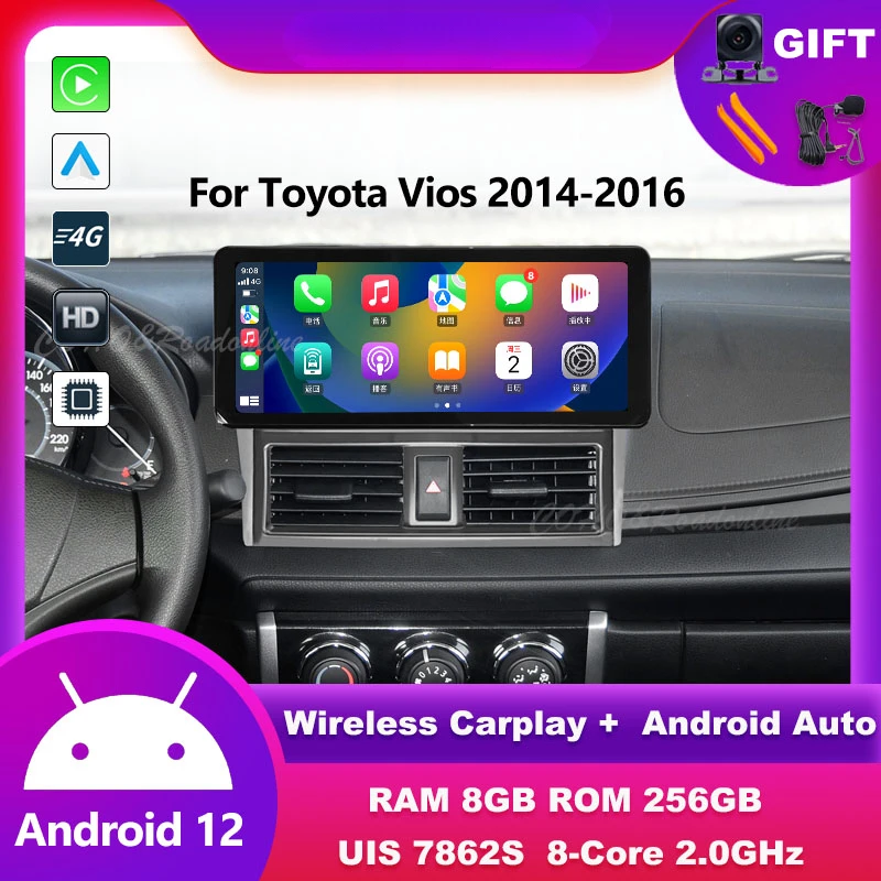 Android audio For Toyota Vios 2014-2016 automotive multimedia Android 12 car intelligent systems car radio Wireless carplay