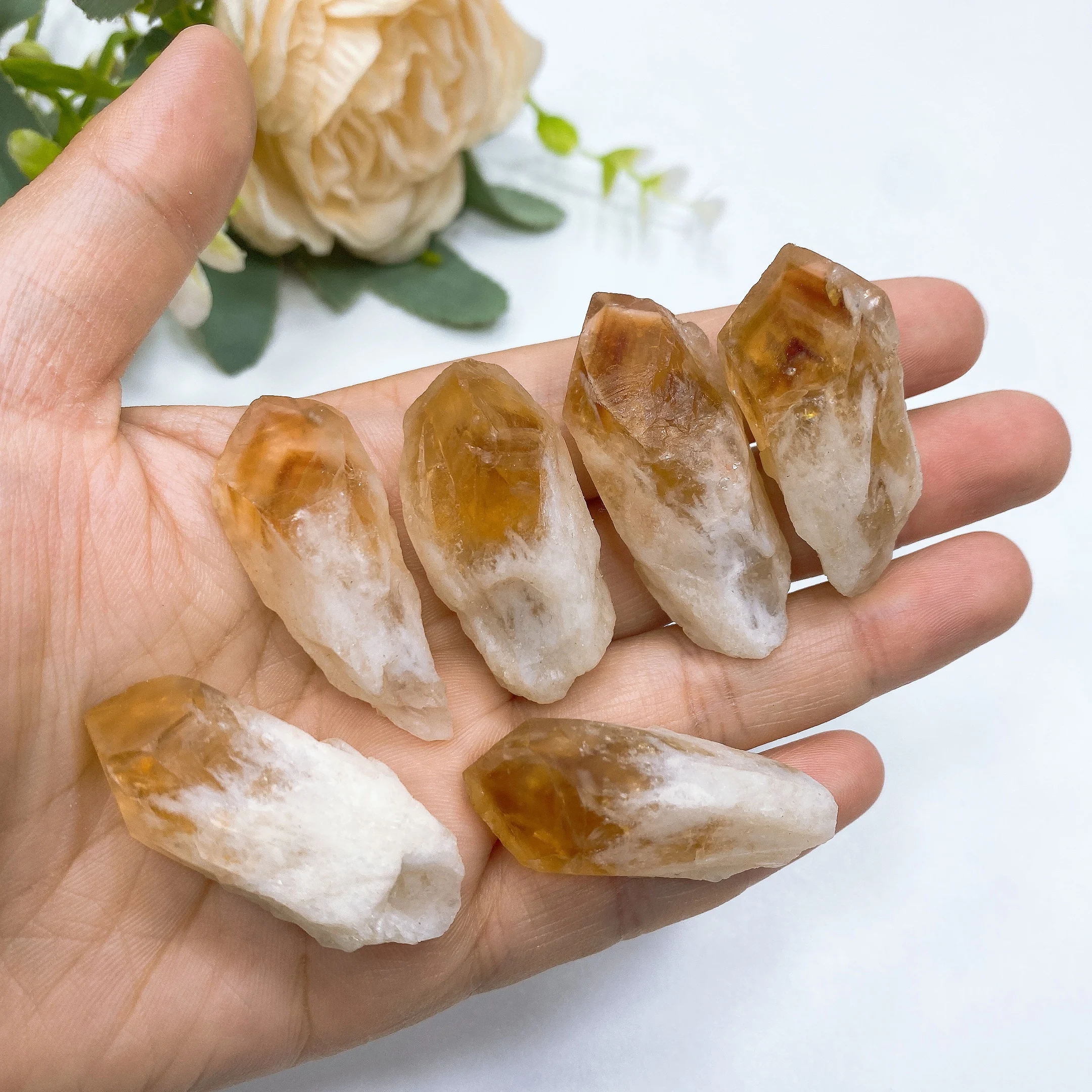 

Natural Brazilian Citrine Dental Stone Crystal Coarse Point Loose Gemstone Mineral Specimen Reiki Healing Home Decor Gift