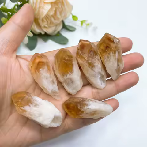 Natural Brazilian Citrine Dental Stone Crystal Coarse Point Loose Gemstone Mineral Specimen Reiki Healing Home Decor Gift