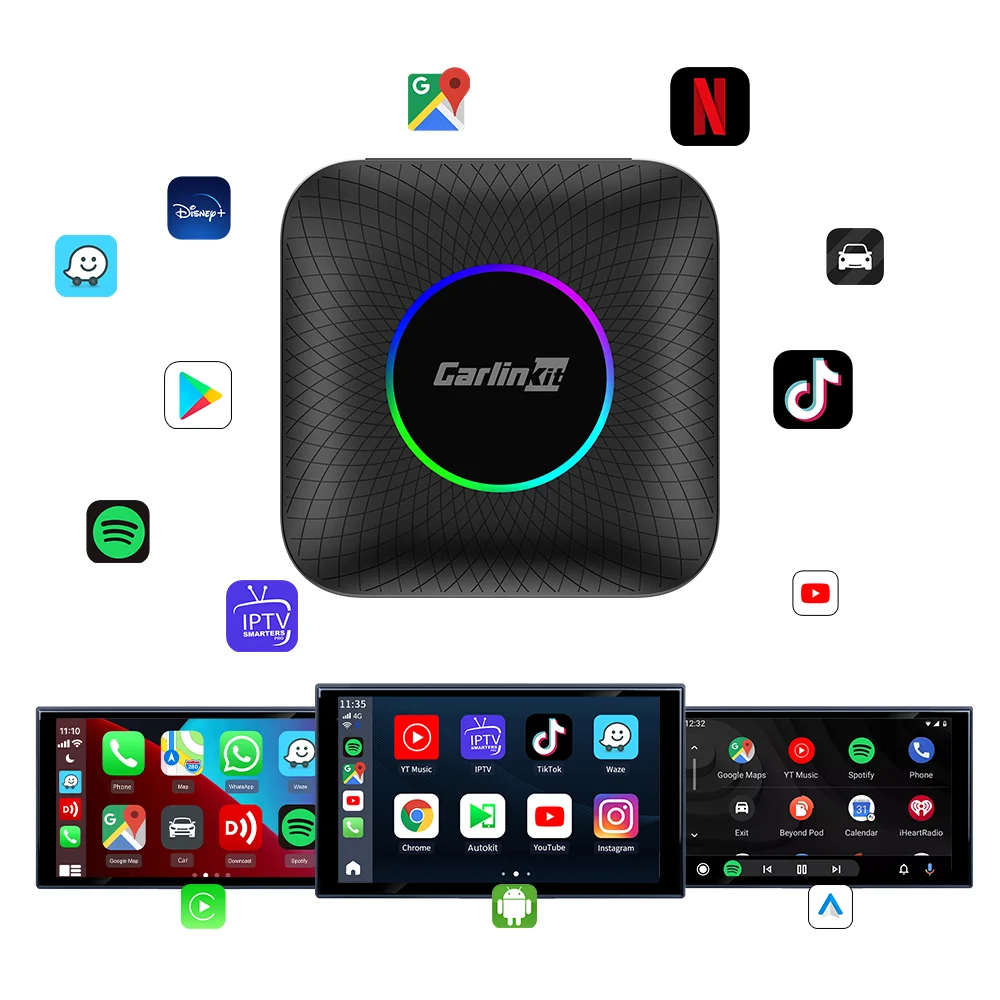 

STLFCarlinkit Box Carplay Wireless Adapter4GB+64GB SM6225Carplay AI BoxAndroid Car Play Dongle Ai Box for Netflix Youtube Apples