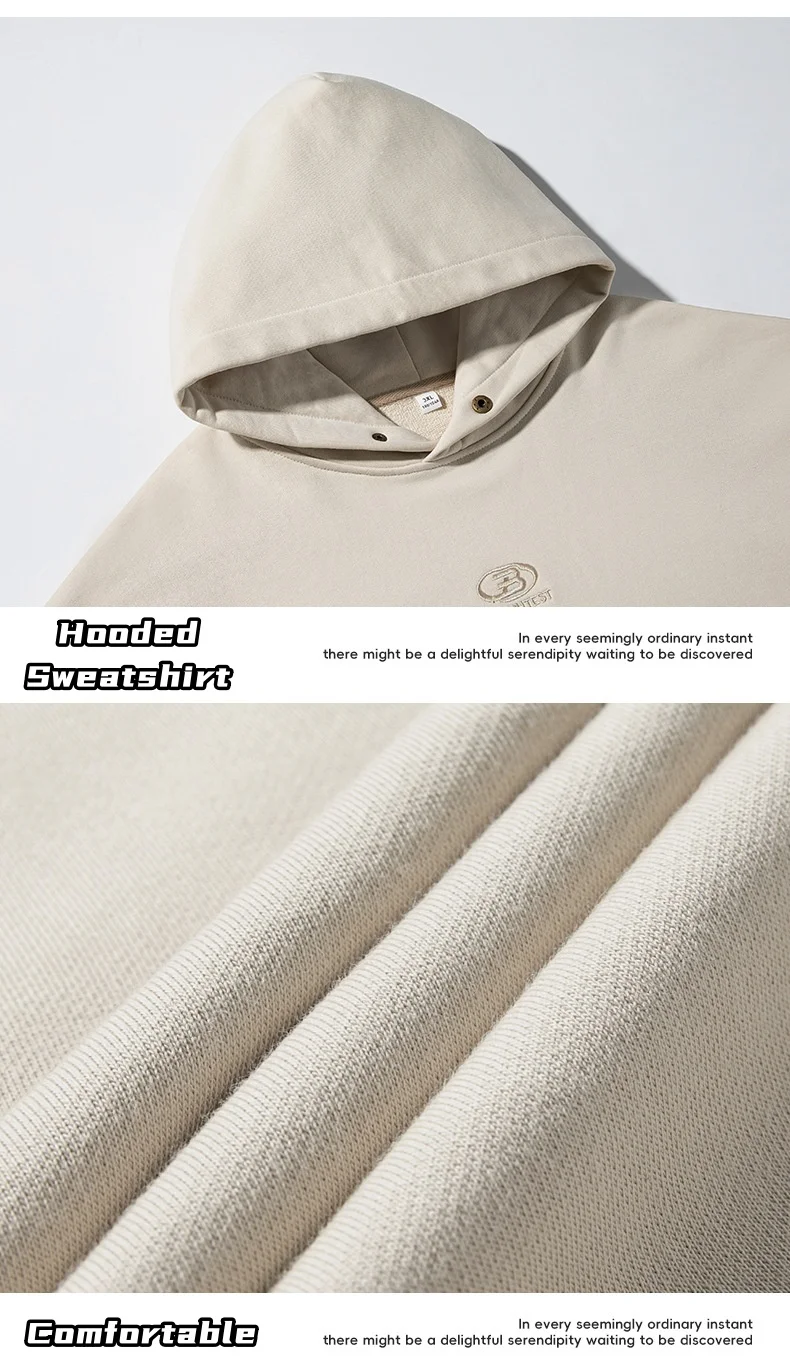 American Hooded Sweatshirt Men Women Autumn Winter Loose Letters Embroidery Couple Hoodie Basic Solid Color Soft Cotton