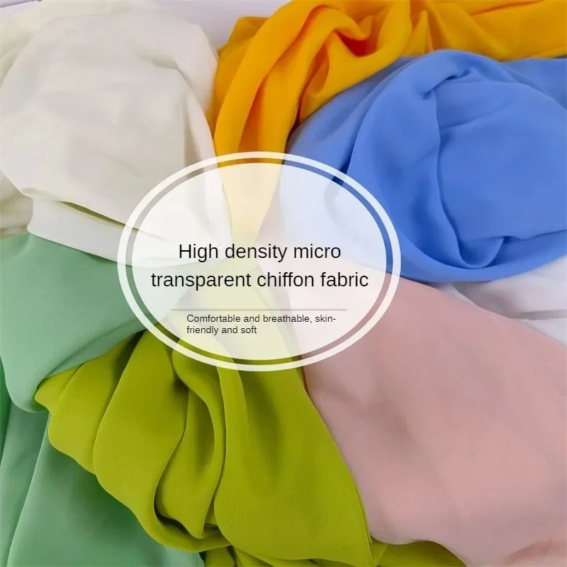 High Density Chiffon Fabric Per Meter for Needlework Shirt Dress Pants Headwear Lining Sewing Cloth Soft Thin Anti-wrinkle Plain