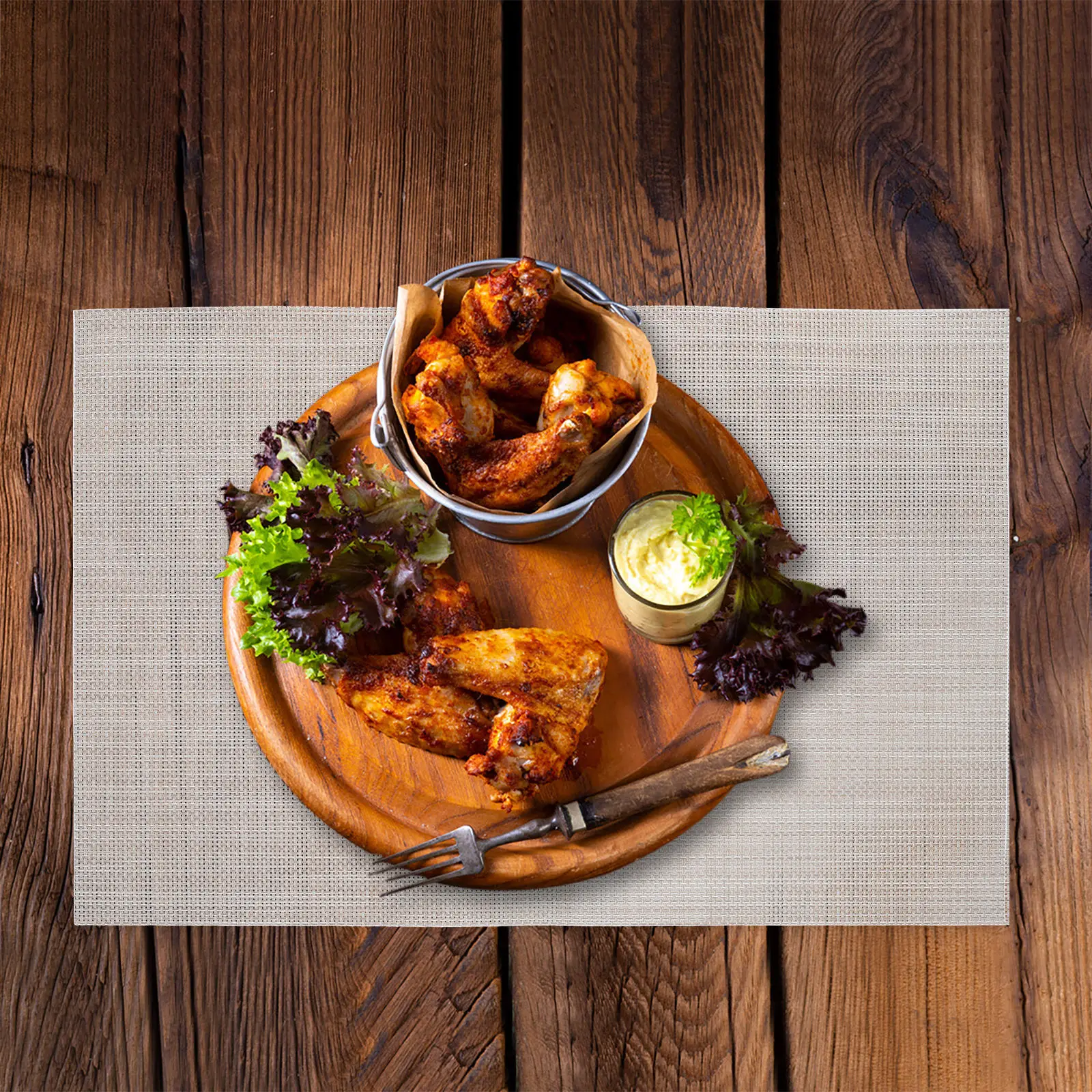 

4pcs Faux Linen Placemats Heat Resistant Non Slip Dining Table Mats For Kitchen Home Decor Woven Vinyl Placemats Set