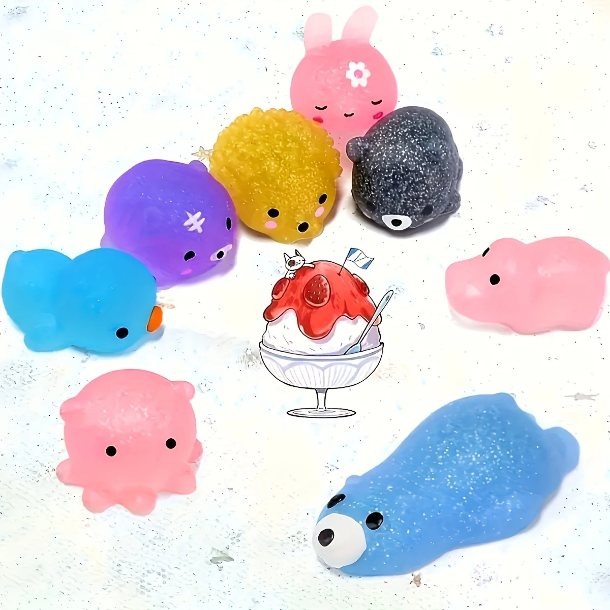 ألعاب إسفنجية صغيرة لامعة على شكل حيوانات ناعمة الملمس، ديكور لطيف لسطح المكتب، لوازم الحفلات المثالية هدايا عيد الميلاد للأطفال #5