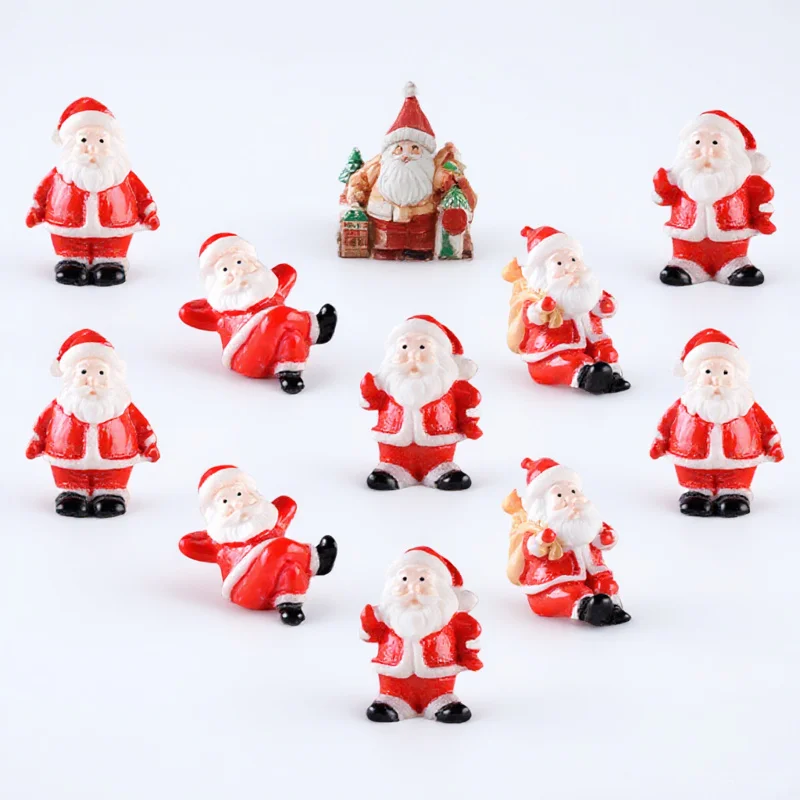

10pcs Christmas Miniature Snowman Statue Resin Xmas Decor Small For Bedroom Living Room Desktop Garden Decoration