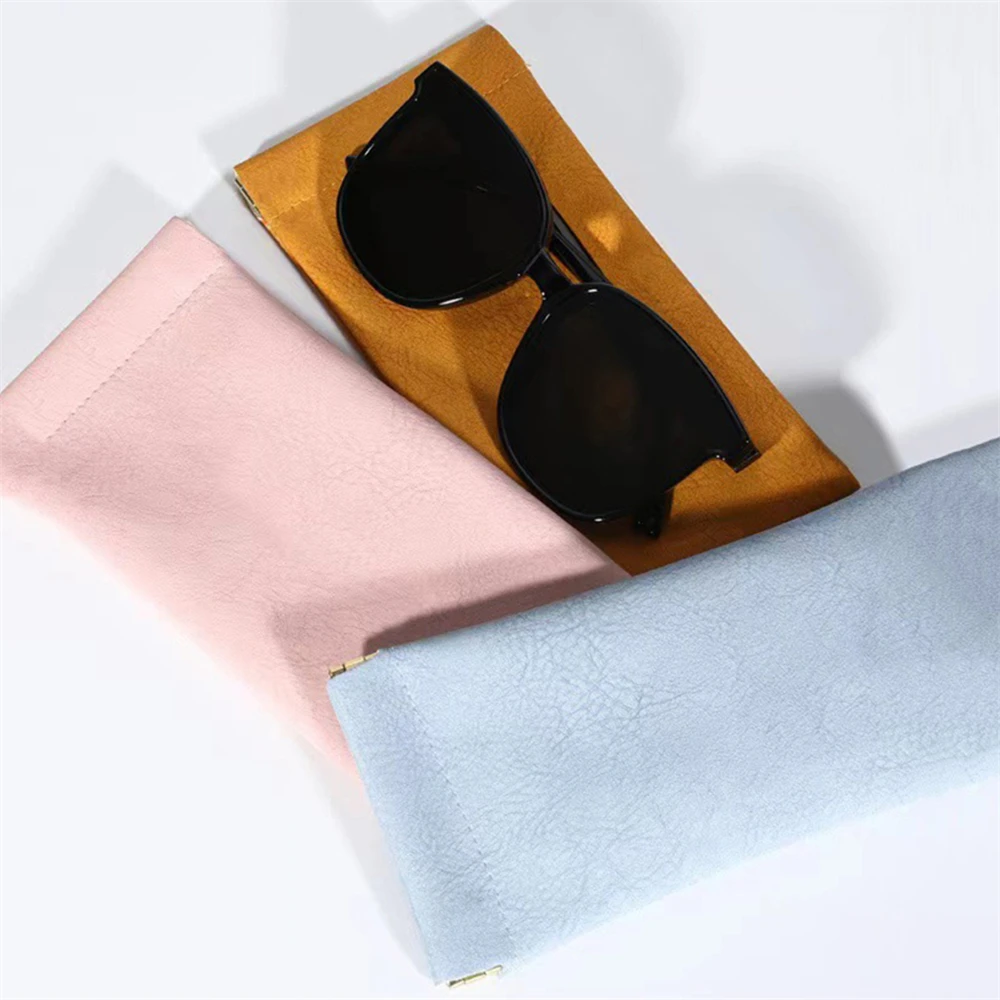 1 قطعة حقيبة النظارات سميكة الجلد المدبوغ مقاوم للماء لينة فو الجلود نظارات كيس التخزين افتتاح مرونة السيارات إغلاق النظارات الشمسية الحقيبة #1