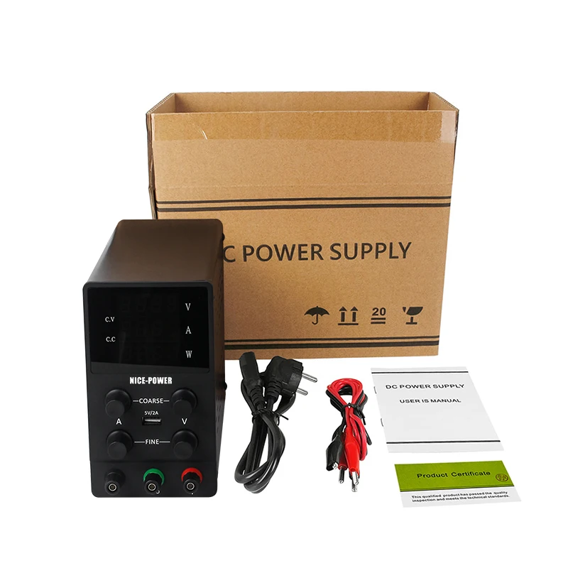 Imagem -06 - Nice-power Lab Ajustável dc Power Supply Carga Rápida com Potenciômetro Fonte de Bancada Display Led de Dígitos Usb-a 30v 10a