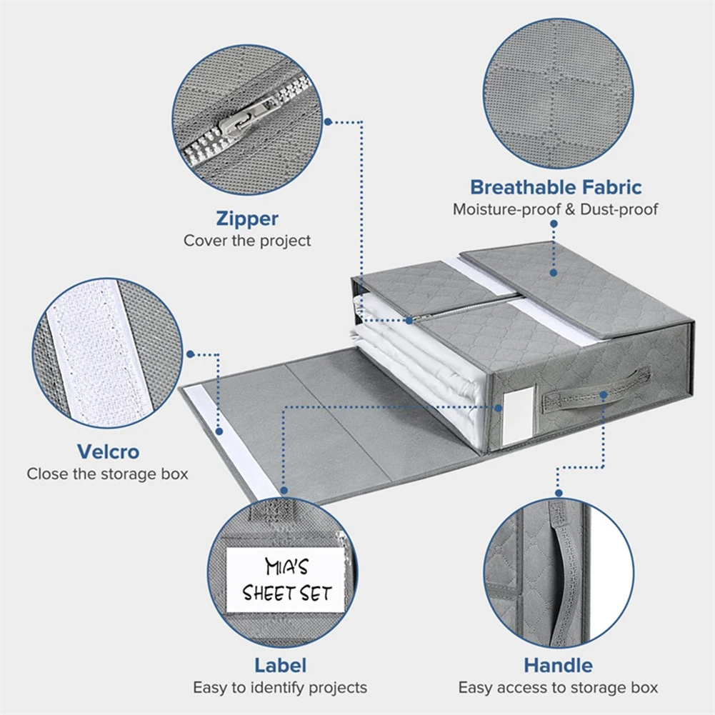 

Convenient Foldable Storage Solution for Bedding Blankets and Clothes Space saving Design Non woven Fabric Organizer