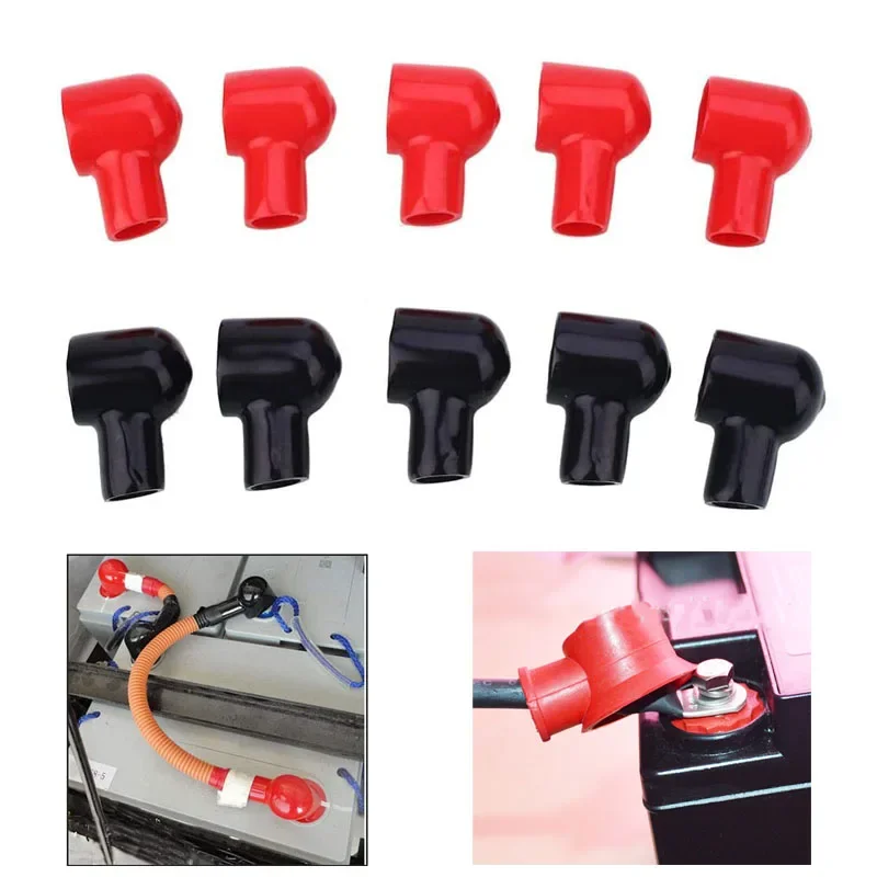 8 Pcs Car Battery Insulating Cover Red Black Terminal Boot Round Rubber 20x12MM PVC Cable Lug Protector Cover Lug Caps for Auto