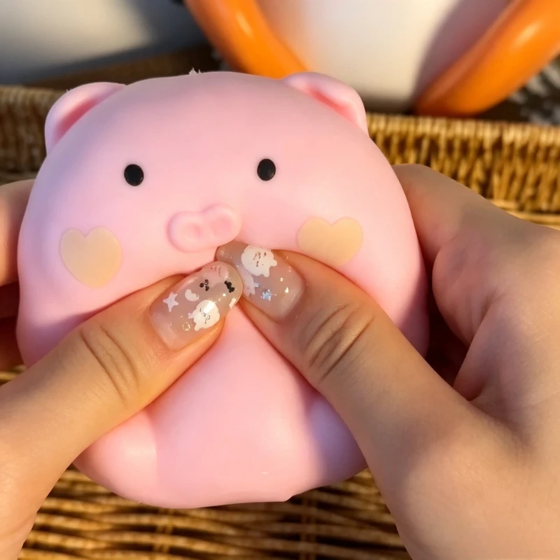 Crunchy Pink Pig Squishy Handmade Ball Love Pig Slow Rebound Fidget Squeeze Toy Sensory Anxiety Relief Stress Toy ASMR view 2
