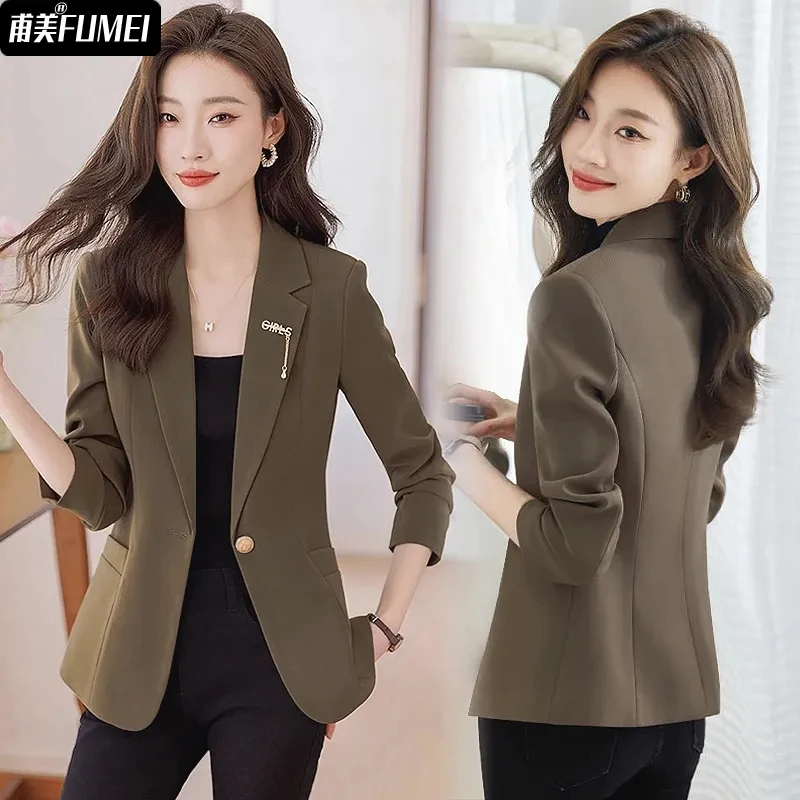 

Одежда в западном стиле, женское короткое пальто, весна-осень 2024, новая женская куртка-джокер с тонкой талией, тонкий повседневный маленький костюм, верхняя одежда