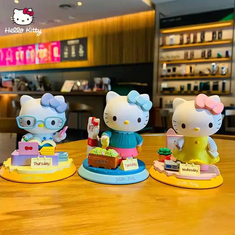 MINISO Lovely Week Anime Figurine Blind Box Hello Kitty Trendy Play Gifts A Birthday Present Desktop Ornament Surprise Toys