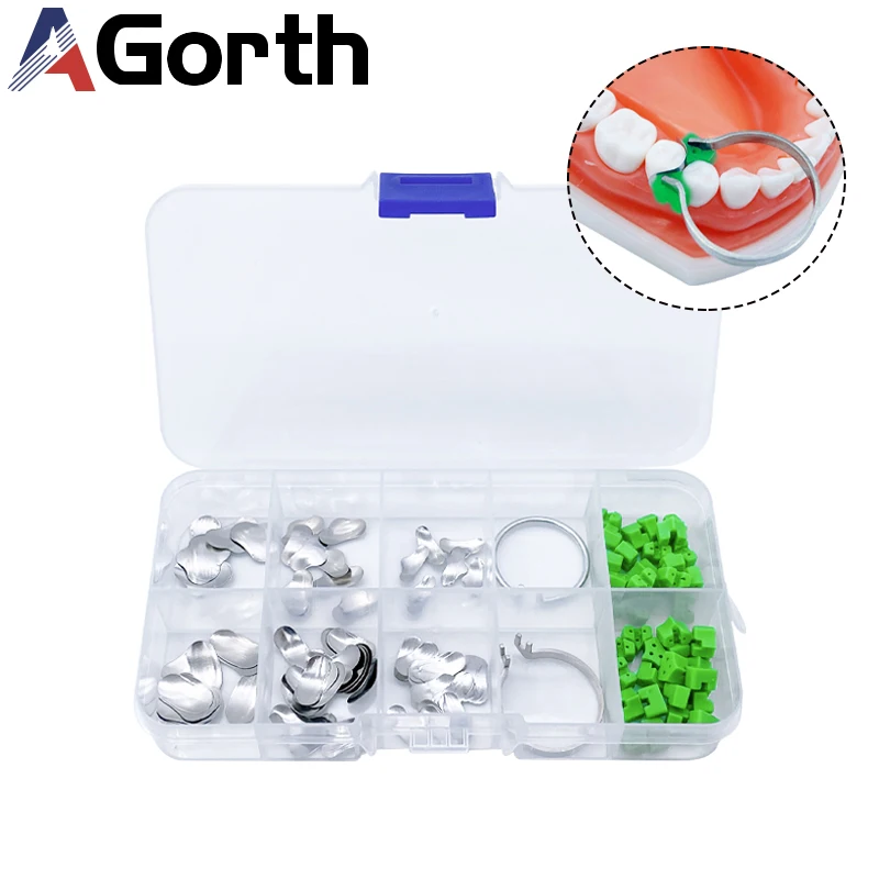 

100Pcs Dental Sectional Matrix with 40Pcs Silicone Wedges Contoured Metal Matrices Matrix Bands Dentist Tools