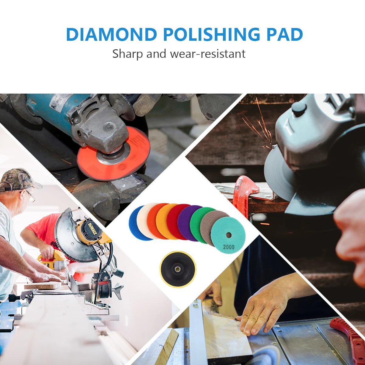 

10Pcs Versatile Diamond Hand Polishing Pads Polishing Plates For Concrete Glass Marble Durable High Efficiency Polishing