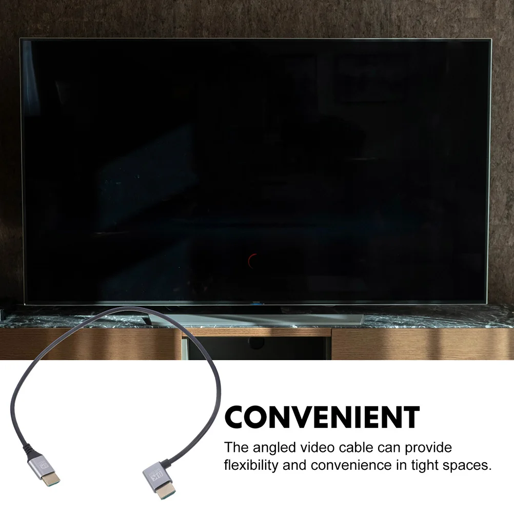 

8K Video Cable 0.5M Upward Bend Male to Male PVC Monitor Connector for PC Gaming Console Compatibility Short