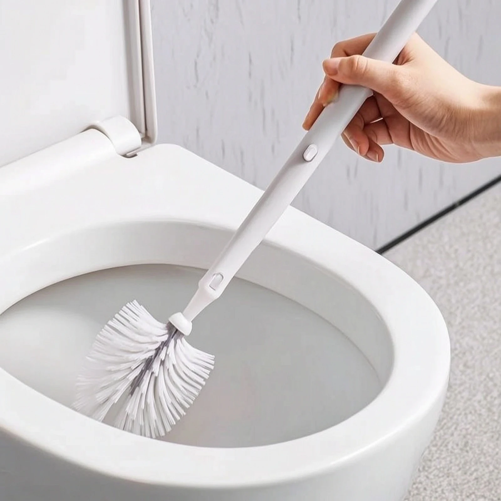 Wall-Mounted Toilet Brush with Holder Compact Toilet Brush with Refill Heads Cleaning Tool Long-Handled Space-Saving