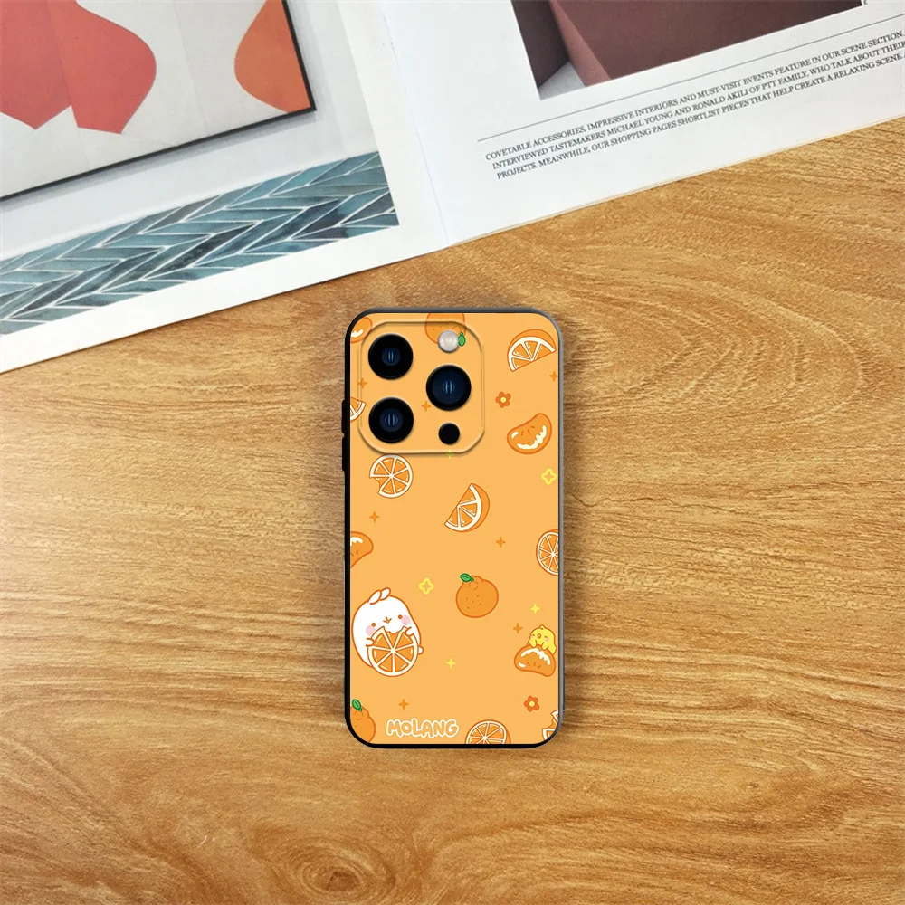 Cute M-Molangs Phone Case For Samsung S23 S22 ULTRA A22 A23 A32 A34 A52 A53 A54 A71 A72 A73 Black Soft Silicone Cover image 3