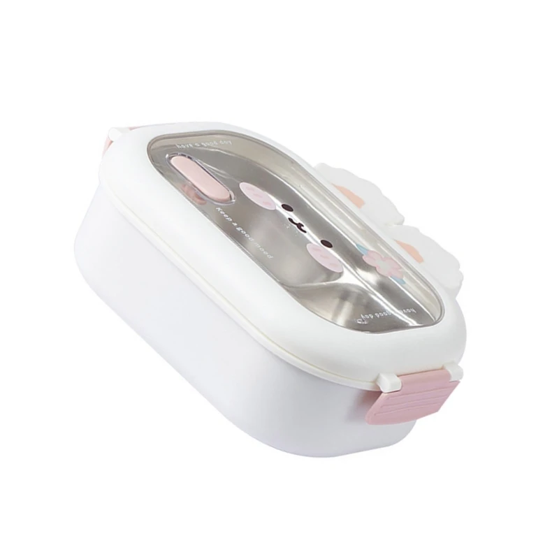 Rabbit Decorated Meal Container Multi Compartment Rabbit Lunch Box for Children Stable Stainless Steel Container