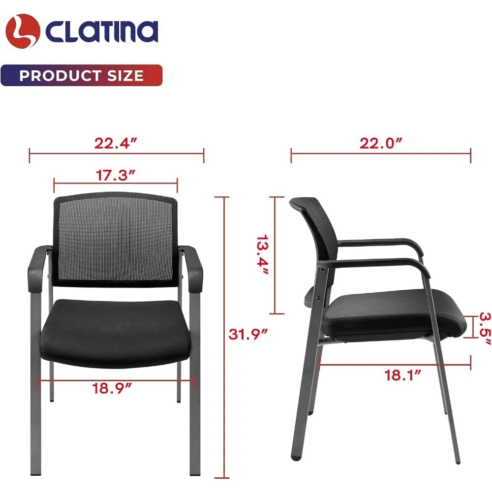 Sillas de sala de espera con brazo tapizado, asiento de tela para oficina, conferencia, escuela, iglesia, paquete de 4