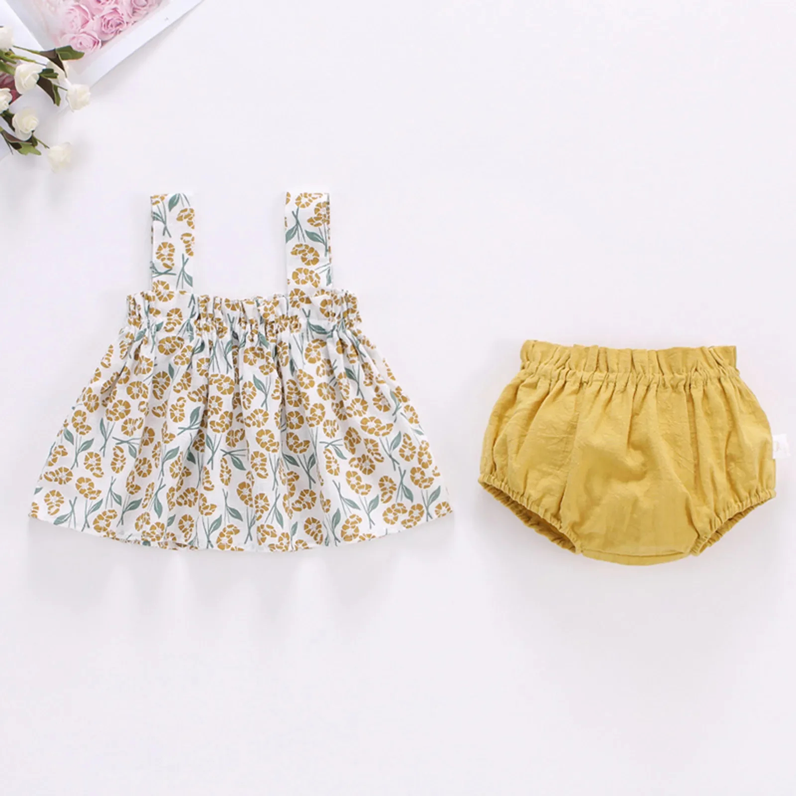 2Pcs/Set Newborn Baby Clothes For Girls Summer Thin Cute Print Mini Dress and PP Shorts Set Infant Baby Clothing Outfit 3 6 18M