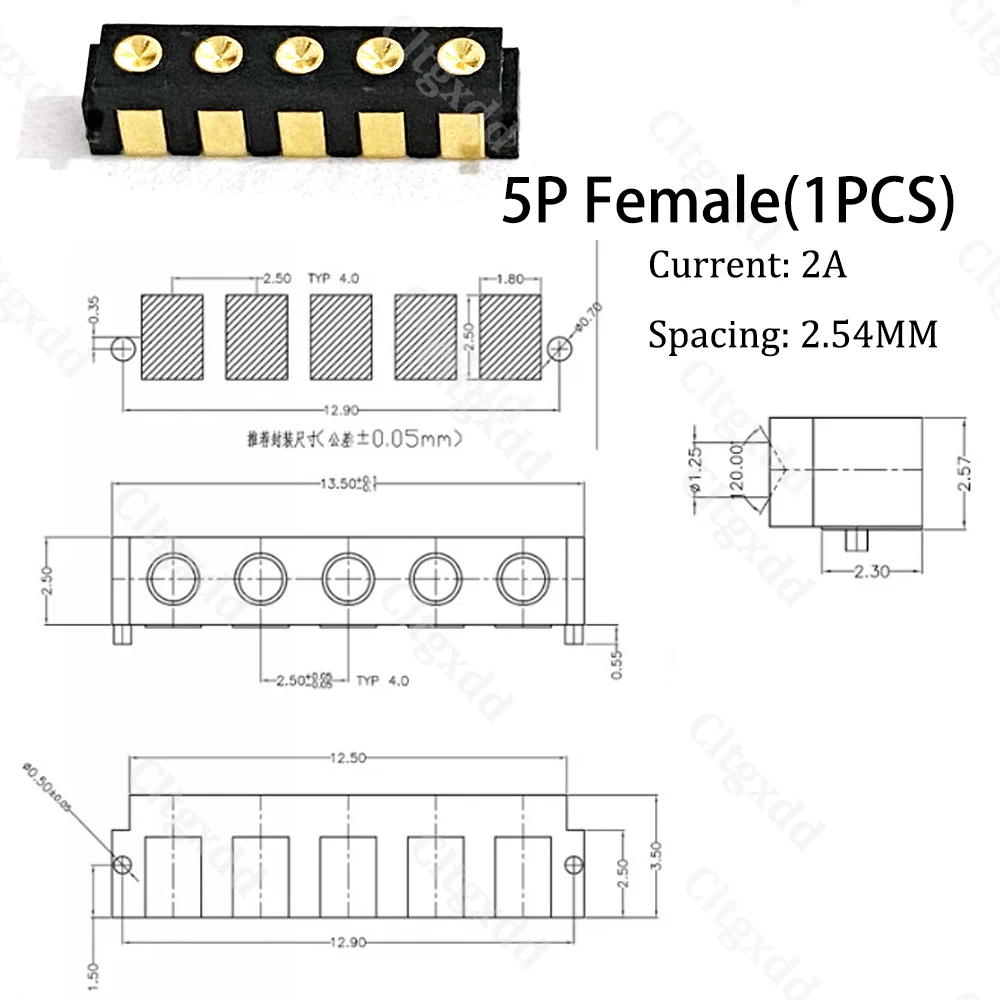 Männlicher & Weiblicher Seitlich Montierter Pogo-Pin-Steckverbinder 2P 3P 4P 5P SMD Federkontakt-Ladebuchse für Smartwatches/Elektronische Geräte – Detail 19