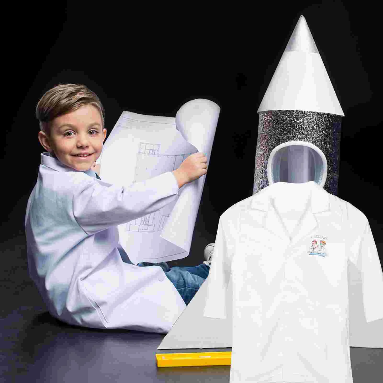 Ragazza Halloween Decorativa Camice da laboratorio per bambini Costume in poliestere bianco Lavabile Scienziato Vestiti Ragazzi Trench per bambini