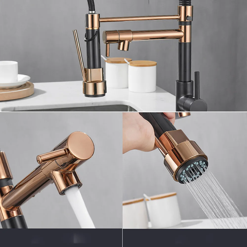 Tianview Bathroom full copper pull-out kitchen faucet water purification double outlet cold and hot sink sink spring faucet