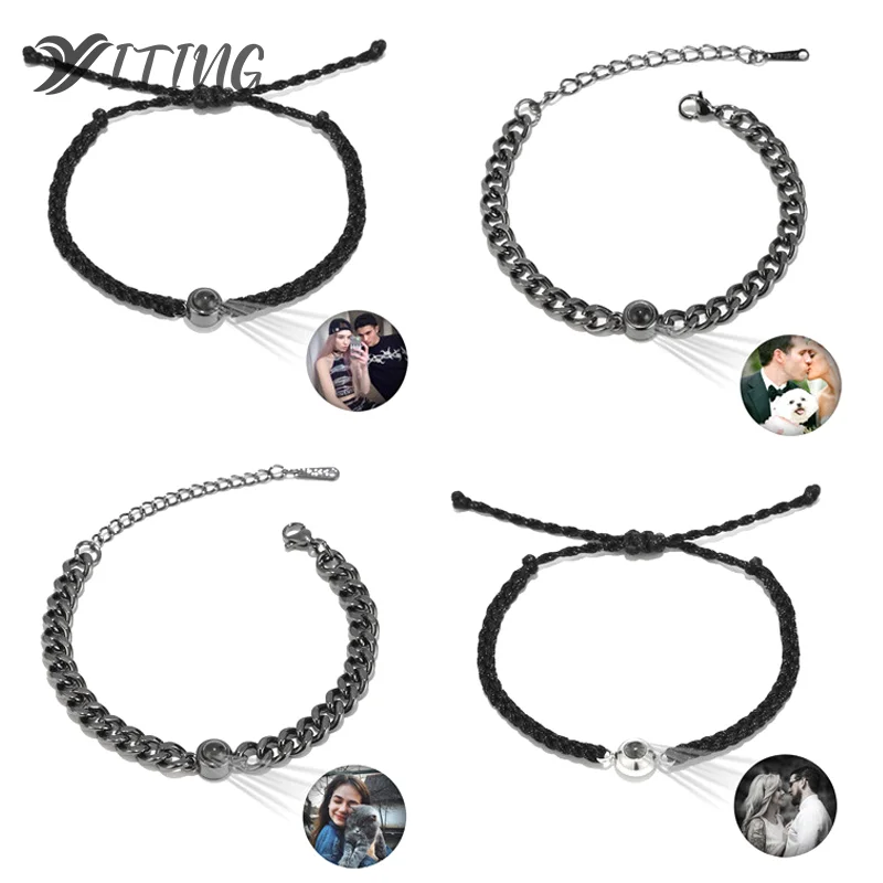 Custom Bracelet Personalized Photo Projection Bracelet Custom Stainless Steel Projection Bracelets Memory Jewelry for Gifts