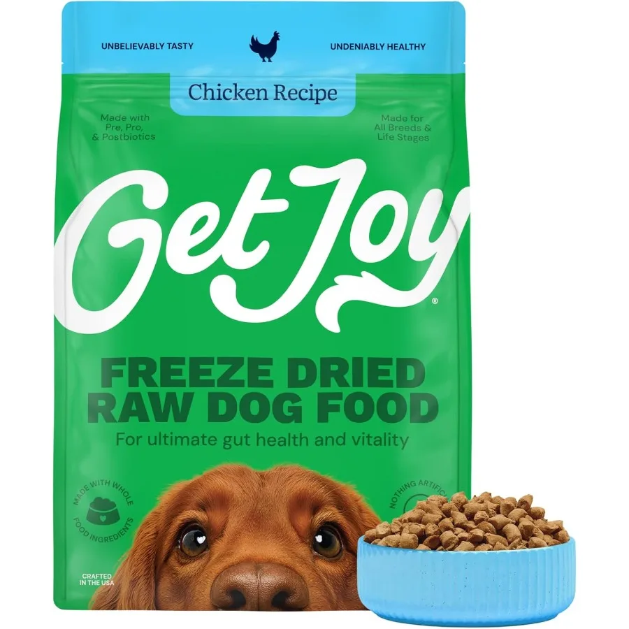 

Freeze Dried Raw Chicken Dog Food High Protein Grain Free Meal Topper and Treat Gut Health Support with Probiotics Small to Lar