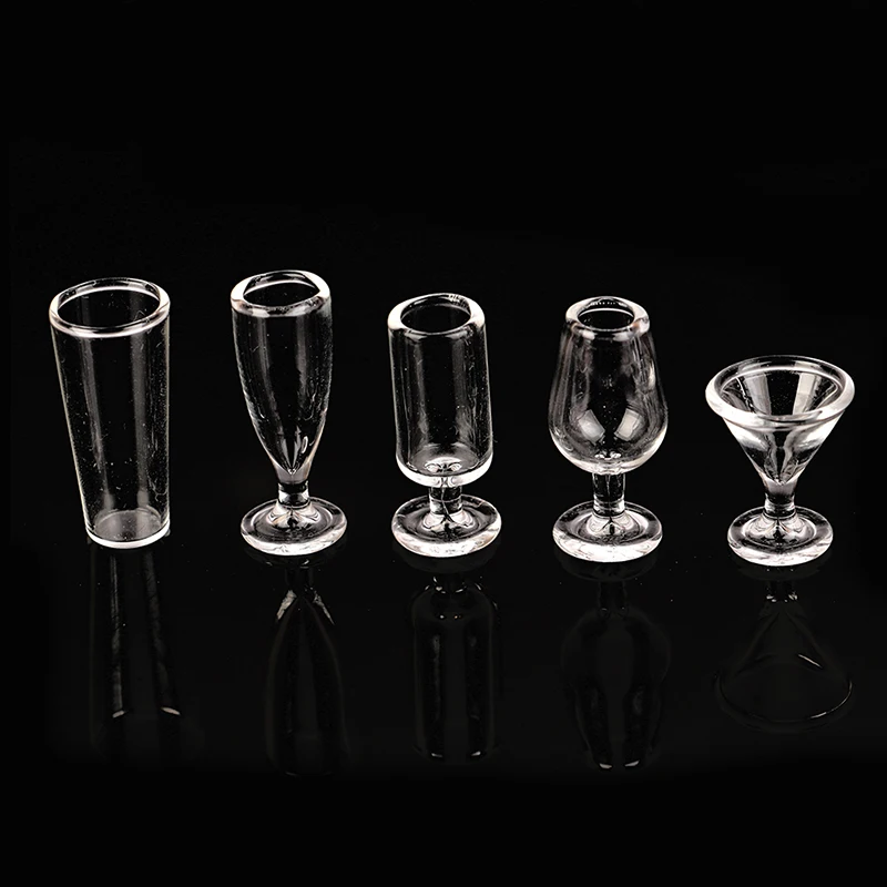 1Pc 1:12 Dollhouse Miniature Glass Cup Champagne Glass Juice Milk Tea Cup Milkshake Cup Glass Jar Home Model Decor Toy