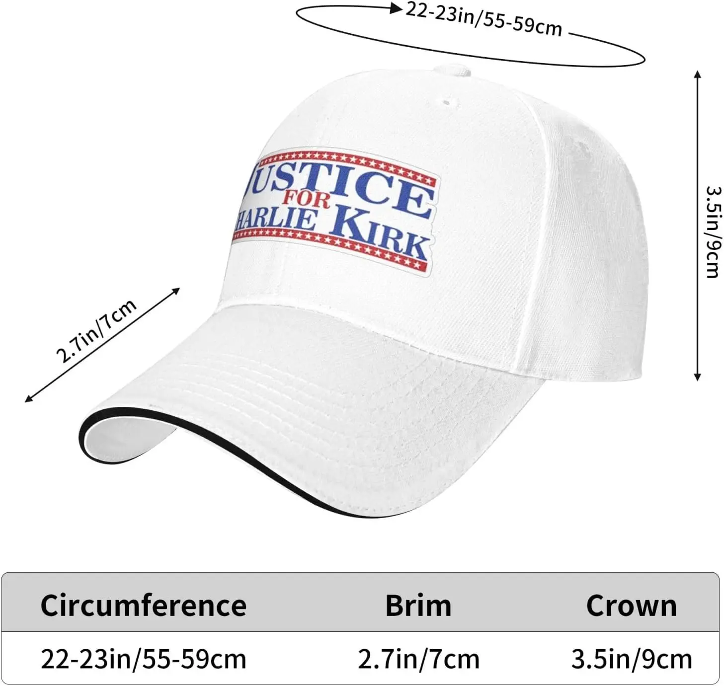 العدالة لتشارلي كيرك قبعة للرجال قبعات البيسبول قبعات قابلة للتعديل