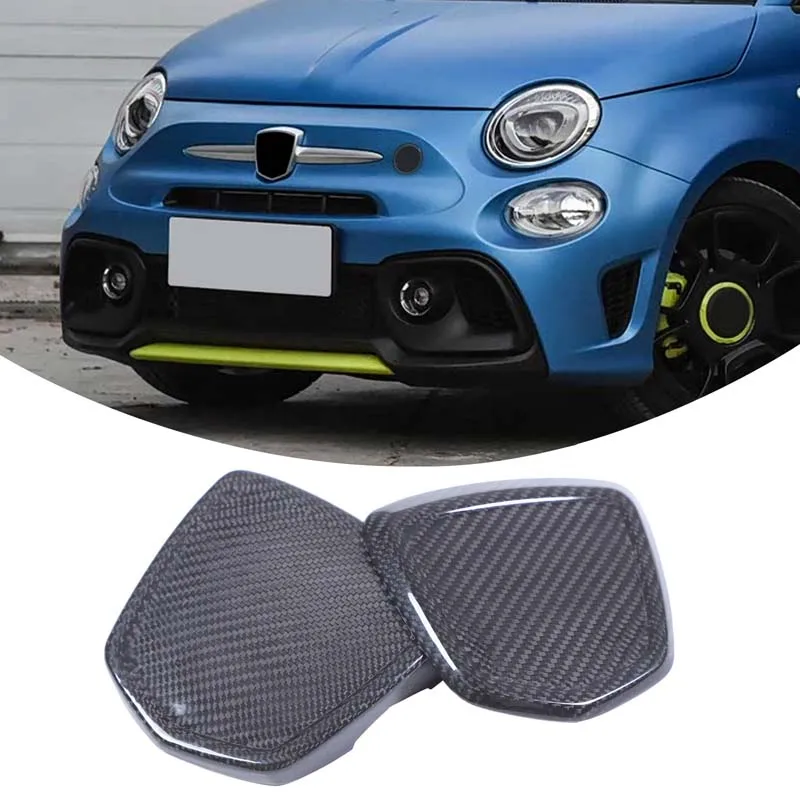 Real dry Carbon Fiber Car Rear Emblem Logo Ring Trim Panel Cover Protection Car parts 2PCS For Abarth 595 695 2012-2023 view 3