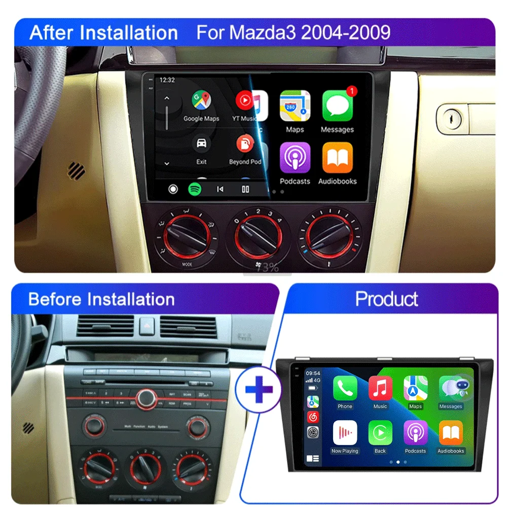 Android 16  video Player Car Radio For Mazda 3 2004 - 2009 2din with BOSE Multimedia Carplay Stereo GPS Head Unit WIFI+4G