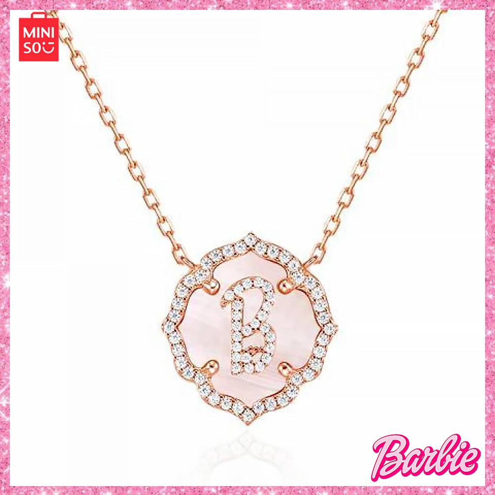 MINISO Boutique Barbie Jewelry Necklace 925 Pendant Letter Necklace Collar Chain Shell Letter Small Anime Sweet Girl Gift