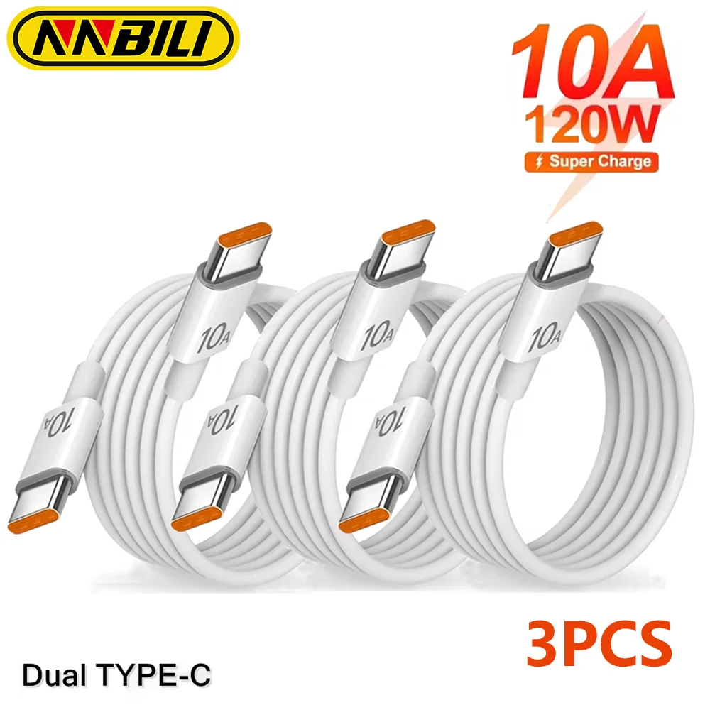 NNBILI 1-3PCS 10A 100W USB C do C Super szybki do iPhone 16 15 Kabel do ładowania danych do Samsung Huawei xiaomi Szybkie ładowanie ﻿