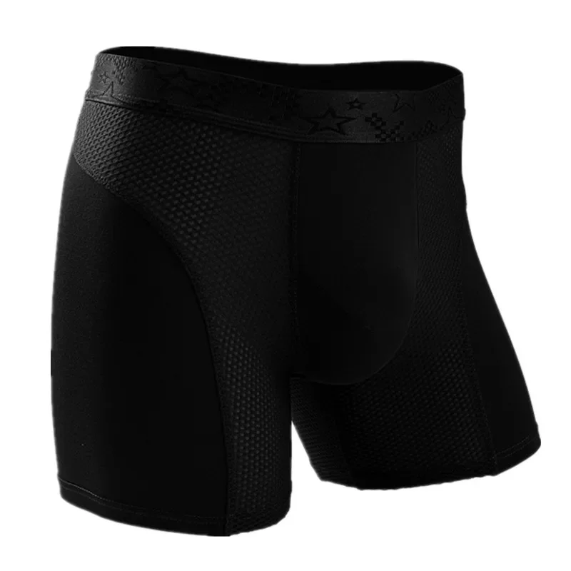 Mens Underwear Modal Boxers Shorts Homme Solid Mesh Breathable Pouch PanTS Man Long Underpants Cueca Underpants L-6XL