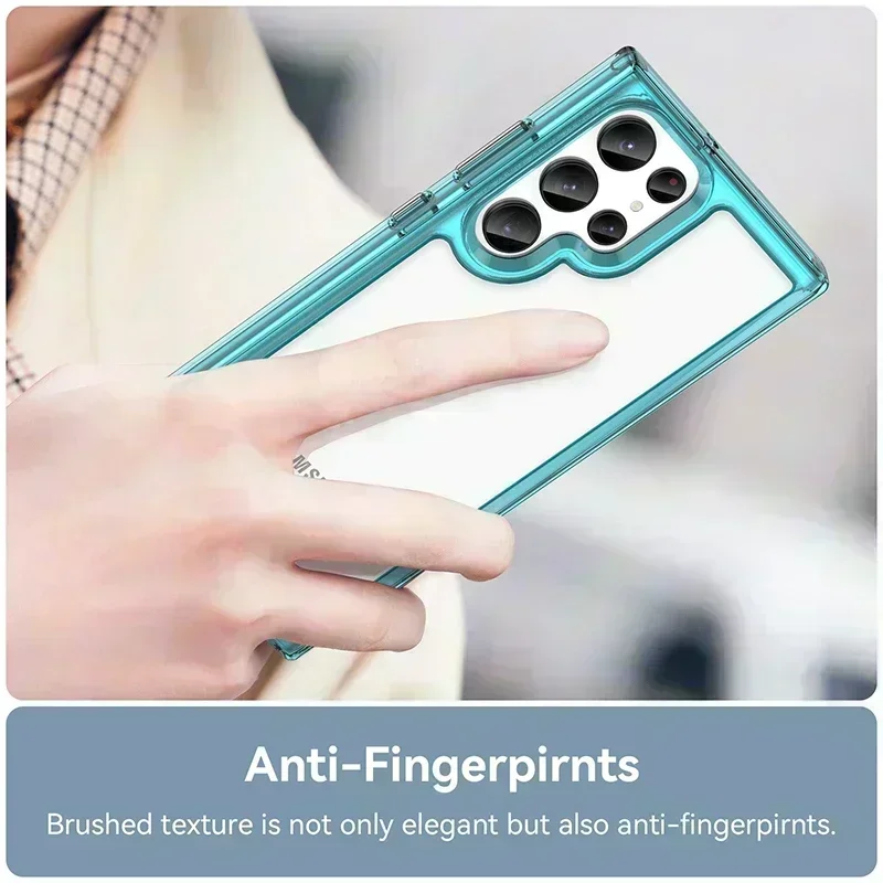 Color TPU Soft Frame+PMMA Hard Transparent Case For Samsung S23 Ultra S22 Ultra Plus FE A54 A53 A13 A33 A34 A24 Shockproof Cover